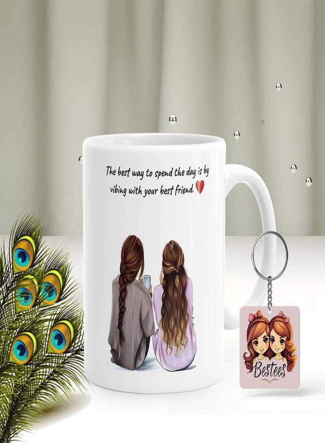 Gift Arcadia Happy Friendship Day Ceramic Coffee Mug with Keychain, My Dear Besti Cups, Friendship Day Gifts for Best Friend, Gifts for Men|Women, Children 330 ML (FD-6) - Image 1